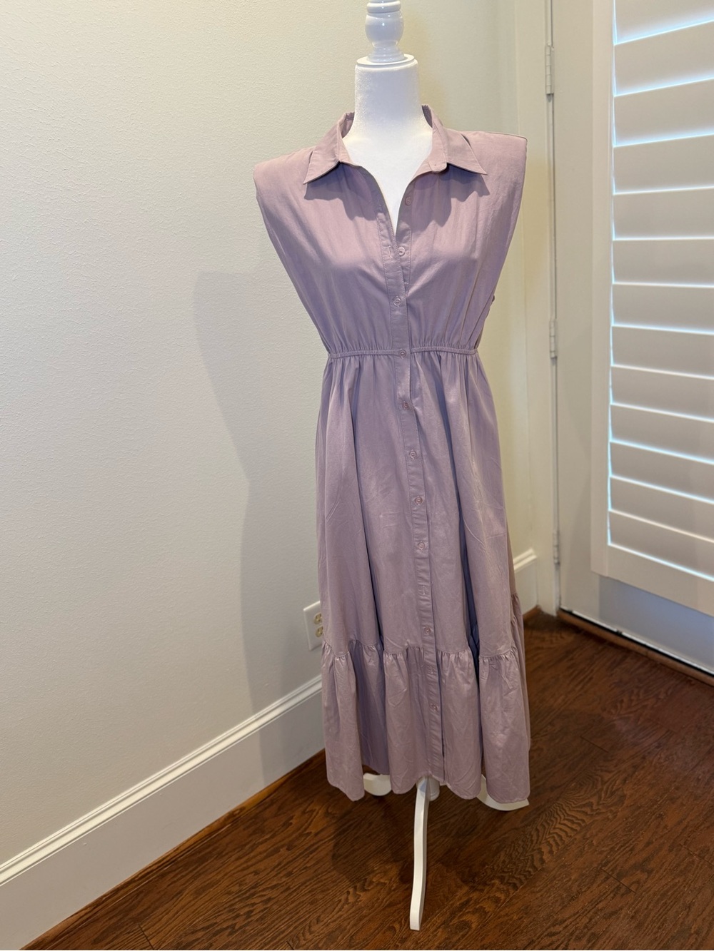 TCEC Lavender Collared Midi Shirt Dress